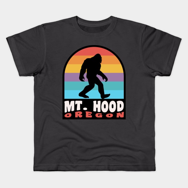 Mt Hood Oregon Bigfoot Sasquatch PNW Kids T-Shirt by PodDesignShop